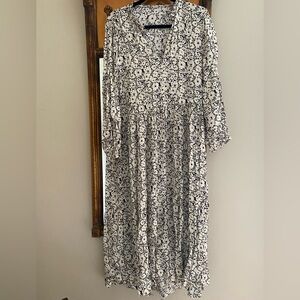 Zara black and white maxi dress, floral, XS